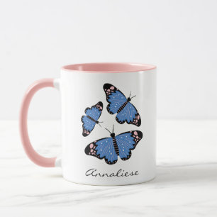 Caneca Design de Borboleta Azul Moderna Chic Personalizad