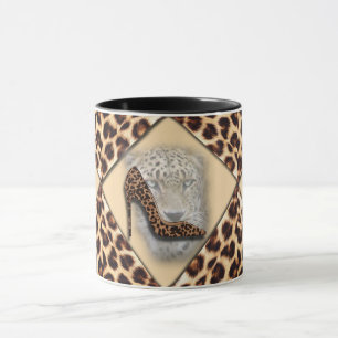 Caneca Design de Cabelo Superior e Face de Leopardo