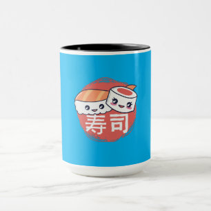 Caneca Design de Cartoon de Sushi Engraçado