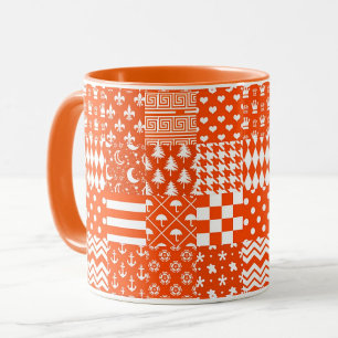 Caneca Design de Correção de Padrões Mistos Brancos Laran