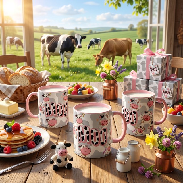Caneca Design de desenho animado “Moo Cow” fofo (Criador carregado)