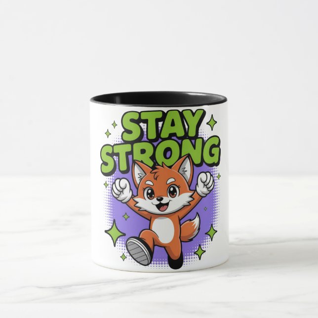 Caneca Design de desenho animado positivo e forte (Centro)