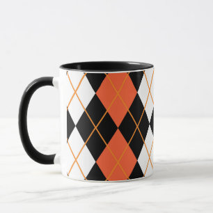 Caneca Design de Diamante de Argyle Branco-Preto-Laranja