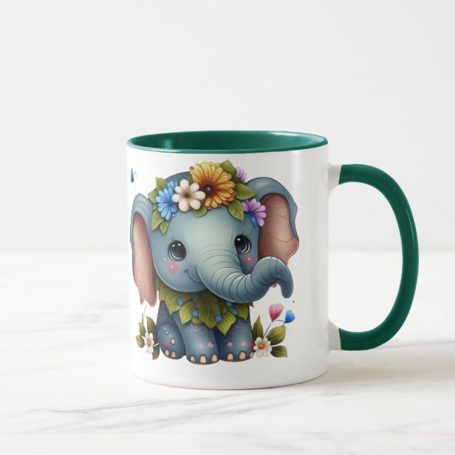 Caneca Design de elefante elegante (Direita)