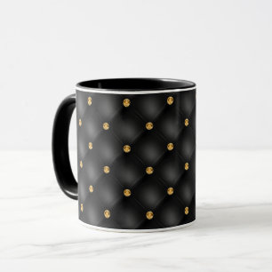 Caneca Design de Elegante de Lata Dourada Negra