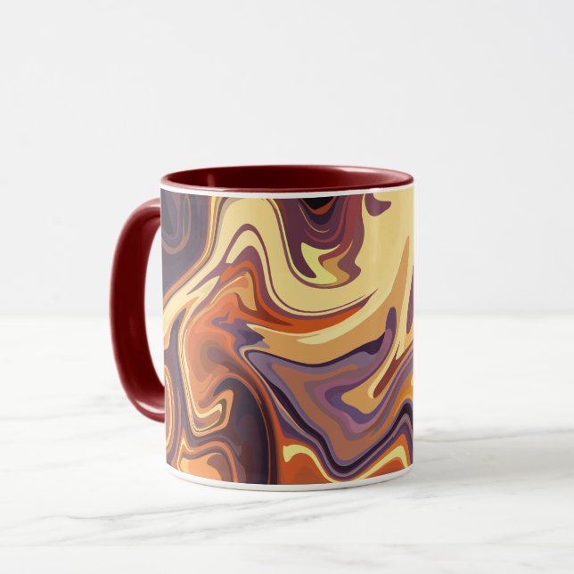 Caneca Design de espiral de abstrato de fluido em tons qu (Frente Esquerda)