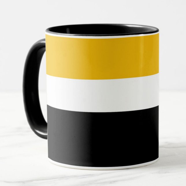 Caneca Design de Estilo de Bloco de Cor Preto Amarelo (Criador carregado)