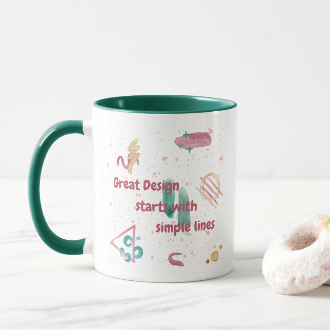 Caneca Design de excelente de  inicia com linhas simples  (Com Donut)