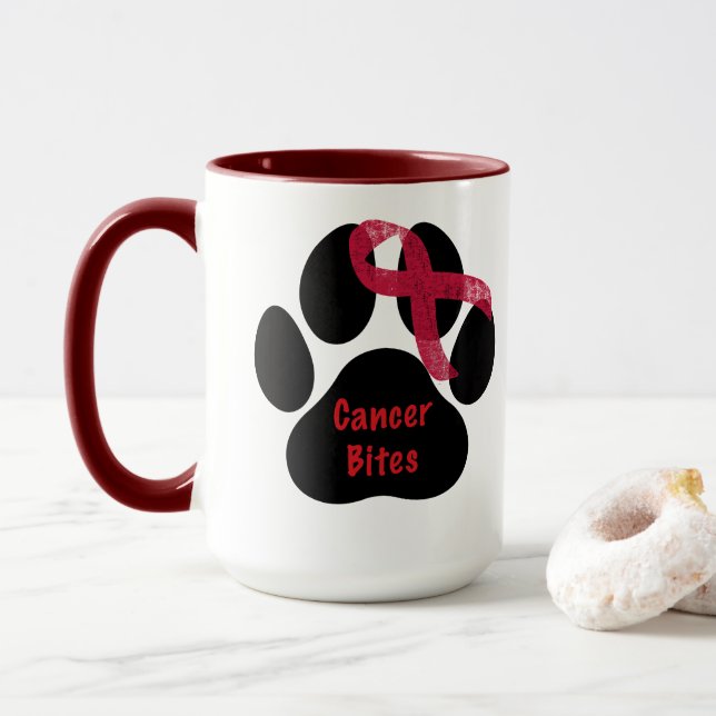 Caneca Design de Fita de Hemangiossarcoma de Cão na Pata (Com Donut)