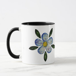 Caneca Design de Flor Pixelada com Folhas Esverdeadas