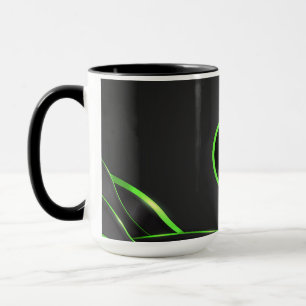Caneca Design de Fluido Abstrato Preto e Verde Adiciona