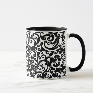 Caneca design de fundo abstrato preto e branco fofo