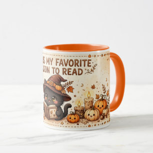Caneca Design de Gata Bruxa de Leitura Aconchegante de Ou