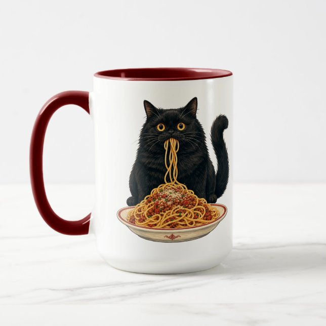 Caneca Design de gato amante de comida italiana fofa (Esquerda)