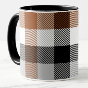 Caneca Design de Gingham Preto-Castanho