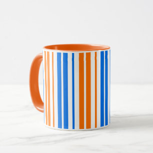 Caneca Design de Listras Verticais Laranja Branco Azul