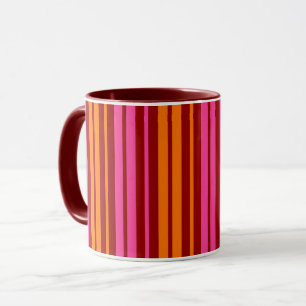 Caneca Design de Listras Verticais Laranja Rosa