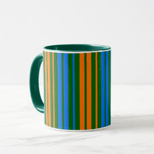 Caneca Design de Listras Verticais Laranja Verde Azul