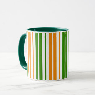 Caneca Design de Listras Verticais Laranja Verde Branco