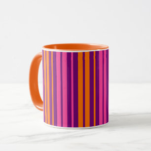 Caneca Design de Listras Verticais Roxo Rosa Laranja