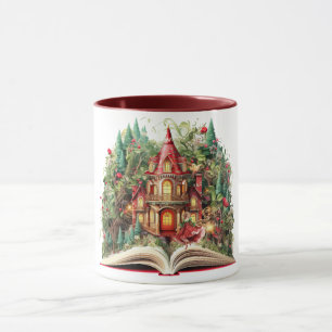 Caneca Design de Livro de Natal Festivo