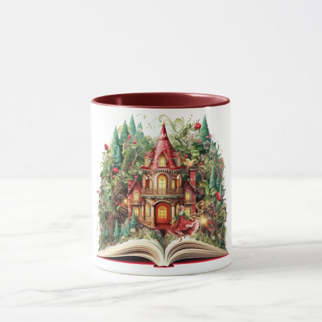 Caneca Design de Livro de Natal Festivo (Centro)