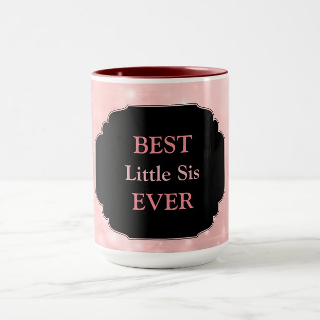 Caneca Design de luxo rosa 'Melhor Irmãzinha Já' (Centro)