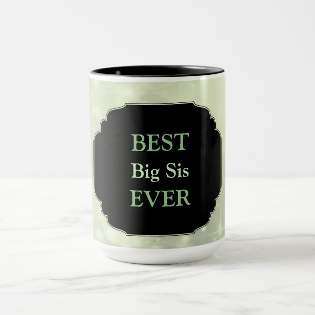 Caneca Design de Luxo Rosa "Melhor Sis Grande Nunca" (Centro)