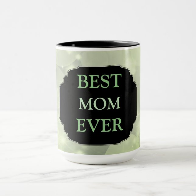 Caneca Design de Luxury Green Sparly "Melhor Mãe Nunca" (Centro)