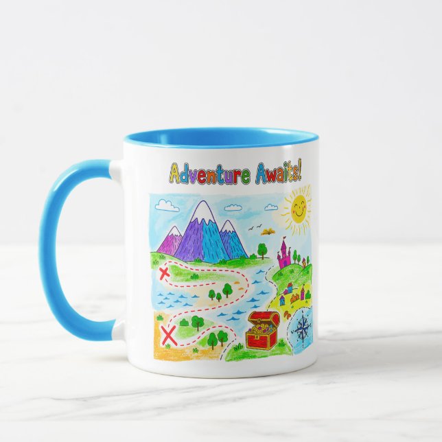 Caneca Design de Mapa do Tesouro Aventura Espera Crianças (Esquerda)