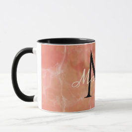 Caneca Design de mármore branco realista com monograma pe