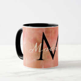 Caneca Design de mármore branco realista com monograma pe