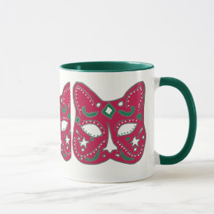 Caneca Design de Máscara de Gato Veneza Vermelho