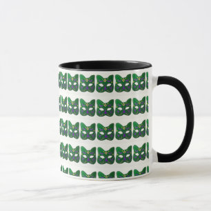 Caneca Design de máscara de gato veneziana verde