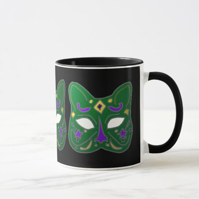 Caneca Design de máscara de gato veneziana verde (Direita)