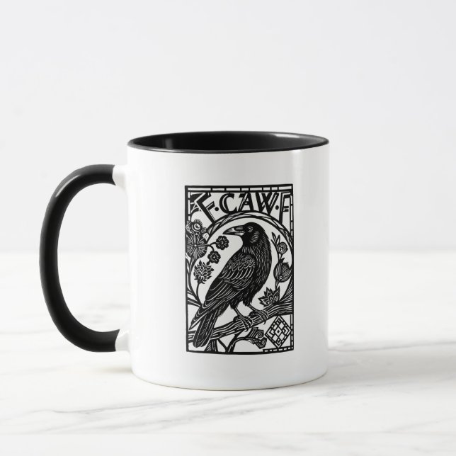 Caneca Design de meme com ditado engraçado do corvo F Caw (Esquerda)
