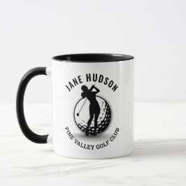 Caneca Design de Monograma de Golfer de Mulheres Elegante