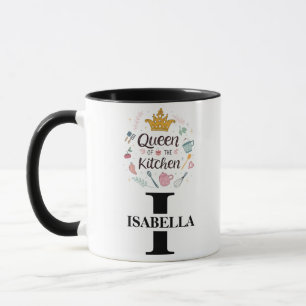 Caneca Design de Monograma Nome Rainha da Cozinha