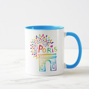 Caneca Design de néon de Paris France Arco do Triunfo