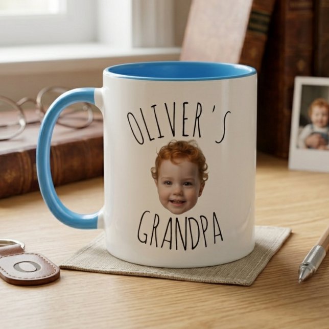 Caneca Design de Nome de Foto do Vovô de Rosto de Bebê (Criador carregado)