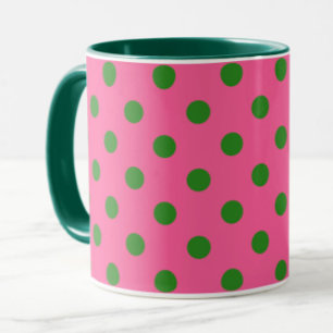 Caneca Design de padrão Bolinhas verde no cor-de-rosa