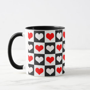Caneca Design de Padrão Cardíaco de Amor Geométrico