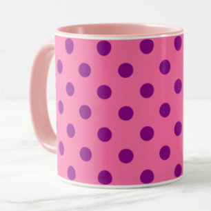 Caneca Design De Padrão De Bolinhas Roxo A Rosa