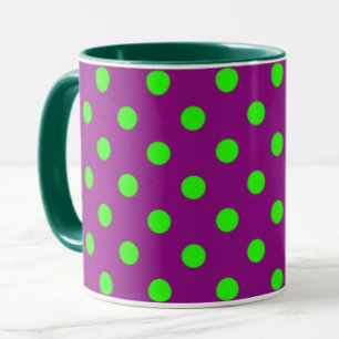 Caneca Design de Padrão de Bolinhas Roxo no Verde