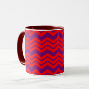 Caneca Design de padrão de chevron vermelho e roxo