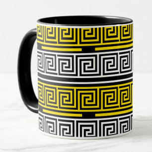 Caneca Design de padrão de frete de chave grega branca am
