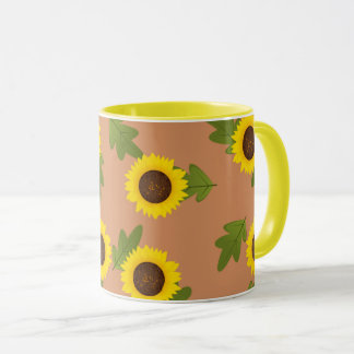 Caneca Design de Padrão de Girassol – Estética Floral Fof