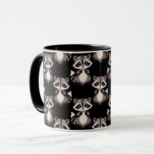 Caneca Design de padrão de guaxinim preto