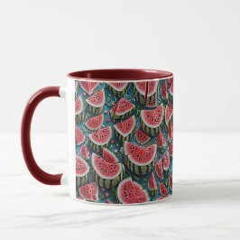 Caneca Design de Padrão de Melancia Suculenta 1