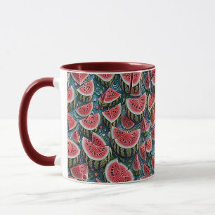 Caneca Design de Padrão de Melancia Suculenta 1